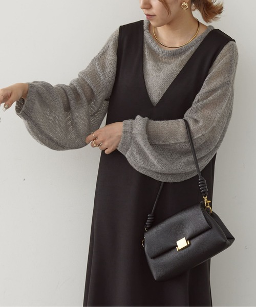 Thevon（ゼボン）の「ショート丈モヘアシアーニット（ニット/セーター・レディース・ブルー/オフホワイト/グレー/モカ・FREE）」の3枚目の写真