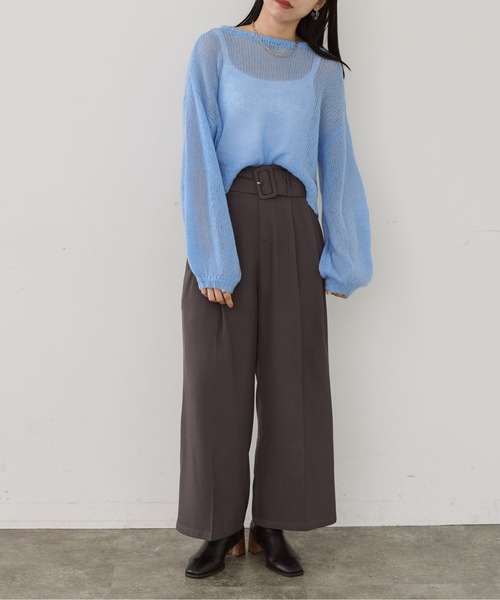 Thevon（ゼボン）の「ショート丈モヘアシアーニット（ニット/セーター・レディース・ブルー/オフホワイト/グレー/モカ・FREE）」の10枚目の写真