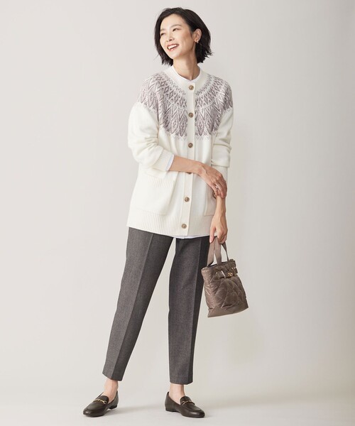 J.PRESS(ジェイプレス)の「【洗える】FAIR ISLE 求心編み カーディガン(カーディガン/ボレロ・レディース・ベージュ系/ホワイト系/ライトグレー系・T13/T15)」の7枚目の写真