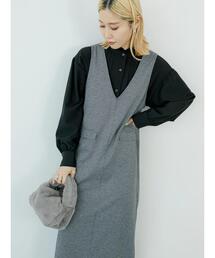 Samansa Mos2 blue | カットジャカードジャンスカ(ワンピース)