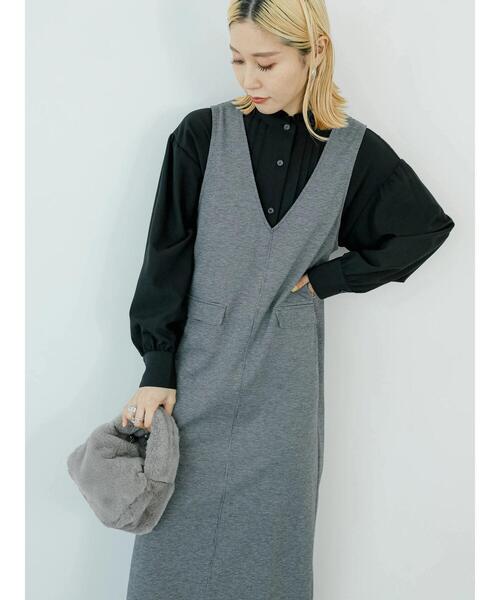 Samansa Mos2 blue（サマンサモスモスブルー）の「カットジャカードジャンスカ（ワンピース・レディース・グレー/ブラウン・F）」の3枚目の写真