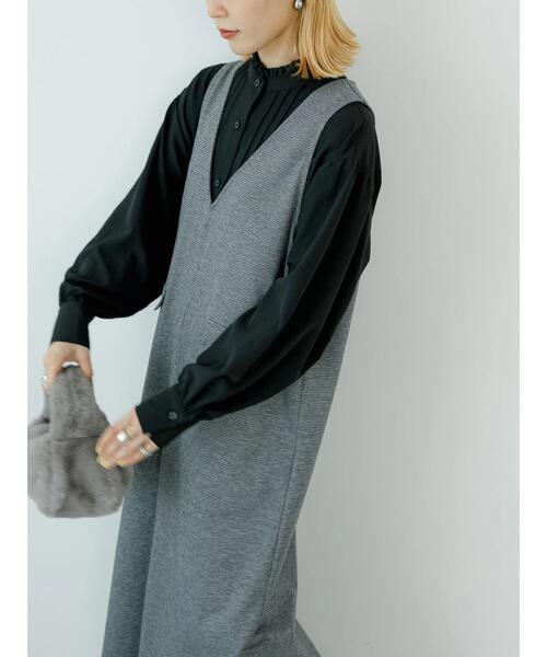 Samansa Mos2 blue（サマンサモスモスブルー）の「カットジャカードジャンスカ（ワンピース・レディース・グレー/ブラウン・F）」の7枚目の写真