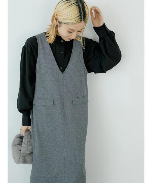 Samansa Mos2 blue（サマンサモスモスブルー）の「カットジャカードジャンスカ（ワンピース・レディース・グレー/ブラウン・F）」の17枚目の写真