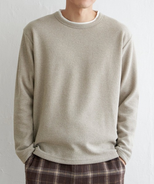 ikka(イッカ)の「【おっさんずラブ着用商品】メランジ畦プルオーバーインナーセット【2点セット】(スウェット・メンズ・ベージュ/グレー/ネイビー/グリーン・L/M/S/XL)」の2枚目の写真