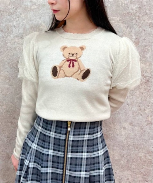 axes femme POETIQUE（アクシーズファムポエティック）の「クマジャカードニットプルオーバー（ニット/セーター・レディース・キナリ/ブラック/モカ・MEDIUM）」の19枚目の写真