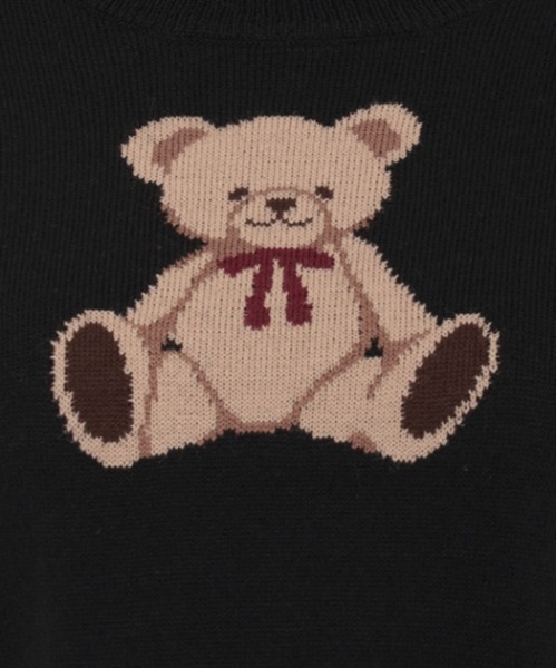 axes femme POETIQUE（アクシーズファムポエティック）の「クマジャカードニットプルオーバー（ニット/セーター・レディース・キナリ/ブラック/モカ・MEDIUM）」の5枚目の写真