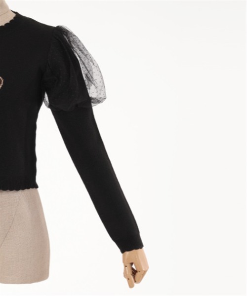 axes femme POETIQUE（アクシーズファムポエティック）の「クマジャカードニットプルオーバー（ニット/セーター・レディース・キナリ/ブラック/モカ・MEDIUM）」の9枚目の写真