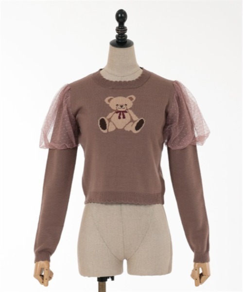 axes femme POETIQUE（アクシーズファムポエティック）の「クマジャカードニットプルオーバー（ニット/セーター・レディース・キナリ/ブラック/モカ・MEDIUM）」の10枚目の写真