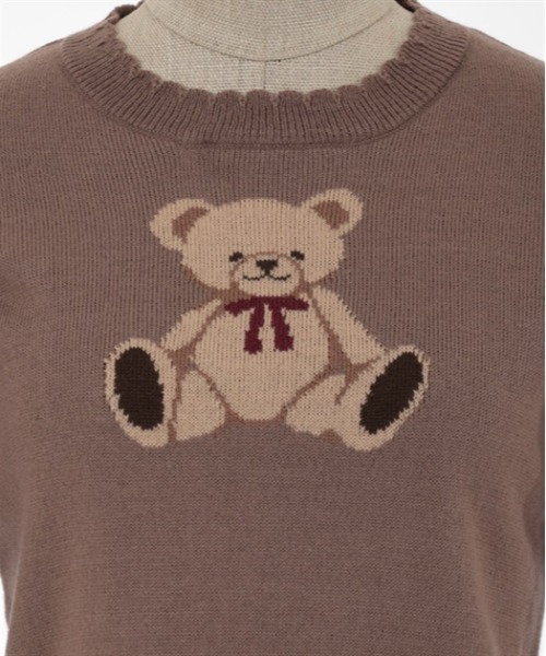 axes femme POETIQUE（アクシーズファムポエティック）の「クマジャカードニットプルオーバー（ニット/セーター・レディース・キナリ/ブラック/モカ・MEDIUM）」の15枚目の写真