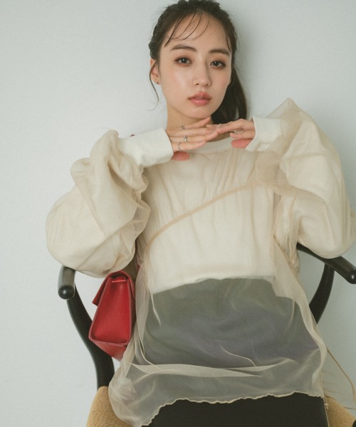 VANNIE U（ヴァニーユー）の「ギャザーチュールレイヤードスウェット（スウェット・レディース・ピンク/アイボリー/グレー・FREE）」の11枚目の写真