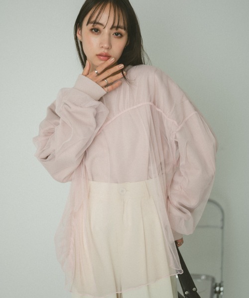 VANNIE U（ヴァニーユー）の「ギャザーチュールレイヤードスウェット（スウェット・レディース・ピンク/アイボリー/グレー・FREE）」の16枚目の写真