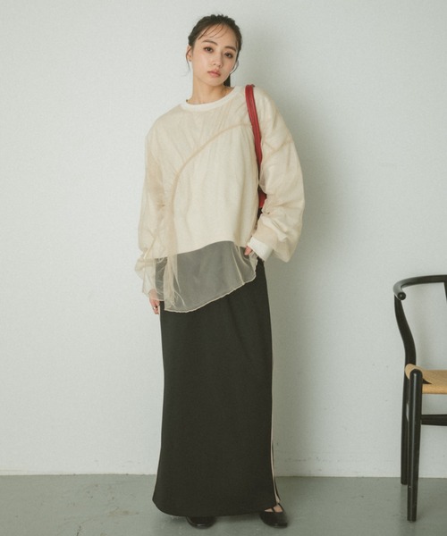 VANNIE U（ヴァニーユー）の「ギャザーチュールレイヤードスウェット（スウェット・レディース・ピンク/アイボリー/グレー・FREE）」の13枚目の写真