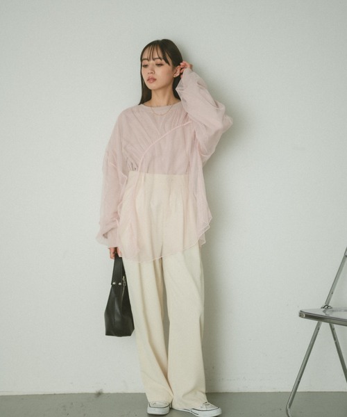 VANNIE U（ヴァニーユー）の「ギャザーチュールレイヤードスウェット（スウェット・レディース・ピンク/アイボリー/グレー・FREE）」の20枚目の写真