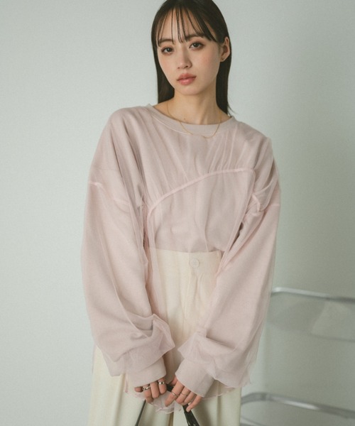 VANNIE U（ヴァニーユー）の「ギャザーチュールレイヤードスウェット（スウェット・レディース・ピンク/アイボリー/グレー・FREE）」の18枚目の写真