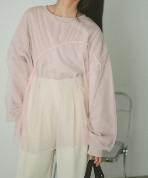 VANNIE U（ヴァニーユー）の「ギャザーチュールレイヤードスウェット（スウェット・レディース・ピンク/アイボリー/グレー・FREE）」の17枚目の写真