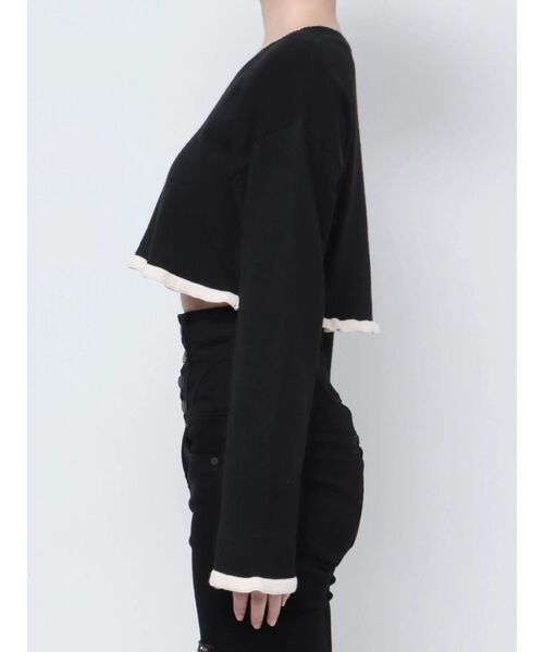 EMODA(エモダ)の「Vネックフリルショートニット(ニット/セーター・レディース・オレンジ/ブルー/ベージュ/ブラック・FREE)」の14枚目の写真