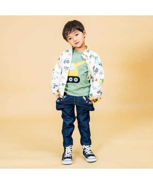 BIT'Z（ビッツ）の「働く車柄ポケッタブルウインドブレーカー（カーディガン/ボレロ・キッズ・キナリ/ライトグレー・120/95/110/80/90/100）」の3枚目の写真