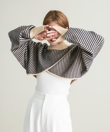 KBF | 2WAYタックボーダークロップドニット(ニット/セーター)