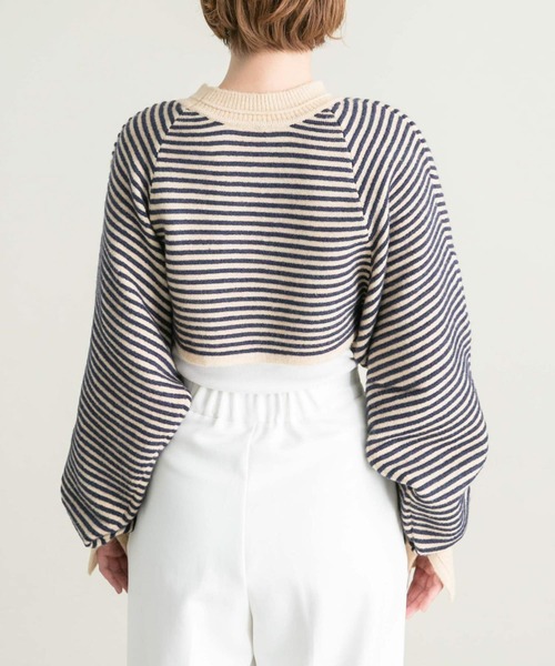 KBF（ケイビーエフ）の「2WAYタックボーダークロップドニット（ニット/セーター・レディース・ブラウン系その他/グリーン系その他/ブルー系その他・ONE）」の11枚目の写真