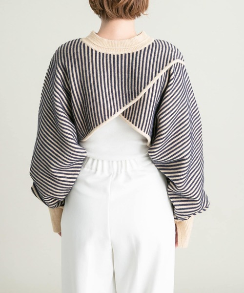 KBF（ケイビーエフ）の「2WAYタックボーダークロップドニット（ニット/セーター・レディース・ブラウン系その他/グリーン系その他/ブルー系その他・ONE）」の13枚目の写真