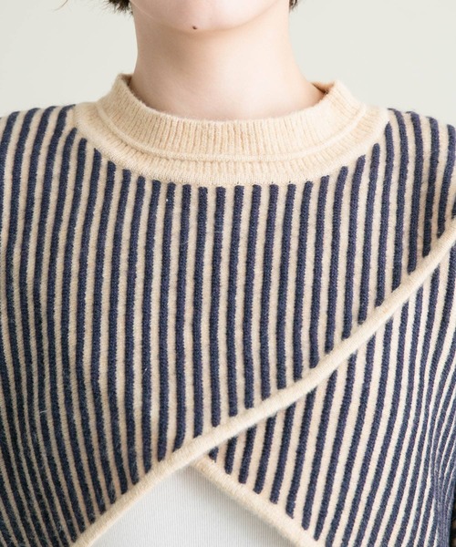 KBF（ケイビーエフ）の「2WAYタックボーダークロップドニット（ニット/セーター・レディース・ブラウン系その他/グリーン系その他/ブルー系その他・ONE）」の14枚目の写真