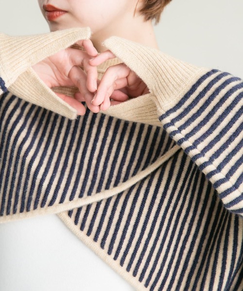 KBF（ケイビーエフ）の「2WAYタックボーダークロップドニット（ニット/セーター・レディース・ブラウン系その他/グリーン系その他/ブルー系その他・ONE）」の15枚目の写真