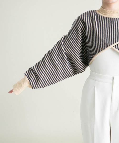 PERVERZE ボーダー クロップドニットセーター PERVERZE ボーダー クロップドニットセーター