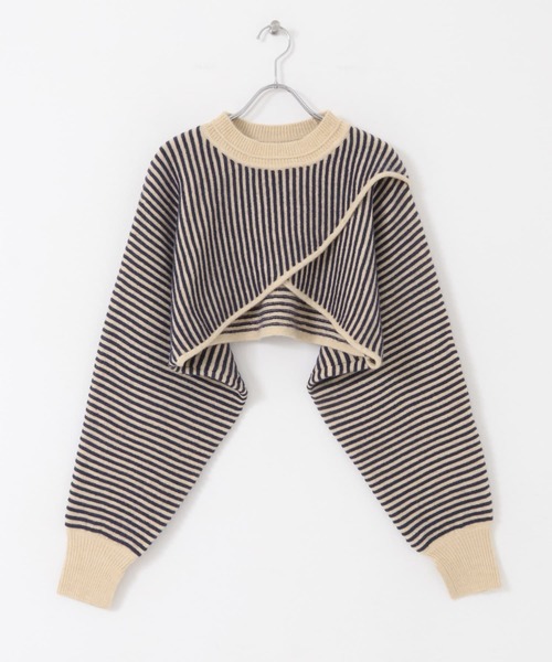 KBF（ケイビーエフ）の「2WAYタックボーダークロップドニット（ニット