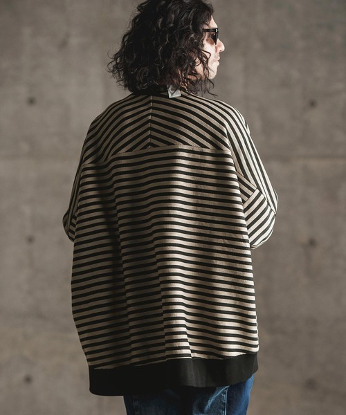 mt8792-RippleknittingborderDolmansleeveT-shirtTシャツ