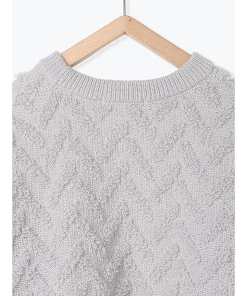 Samansa Mos2 blue（サマンサモスモスブルー）の「起毛ヘリンボーン柄ニットプルオーバー（ニット/セーター・レディース・グレー/キナリ/サックスブルー・F）」の5枚目の写真