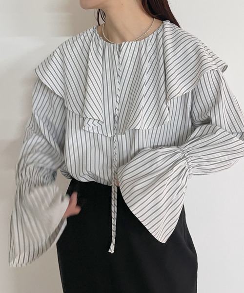 Omekashi(オメカシ)の「フリルカラーブラウス(シャツ/ブラウス・レディース・オフホワイト/ホワイト/ブラック・FREE)」の15枚目の写真