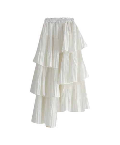 SETUP7（セットアップセブン）の「【SETUP7】アシメティアードスカート SCCH483（スカート・レディース・グレー/ブラック/ホワイト・FREE）」の5枚目の写真