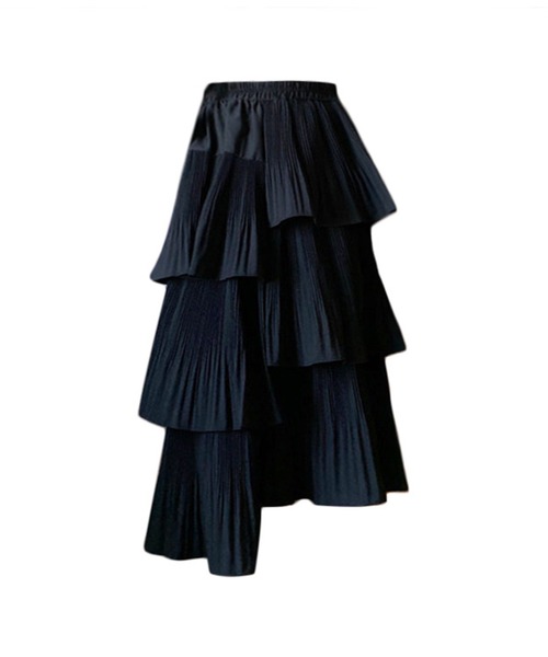 SETUP7（セットアップセブン）の「【SETUP7】アシメティアードスカート SCCH483（スカート・レディース・グレー/ブラック/ホワイト・FREE）」の4枚目の写真