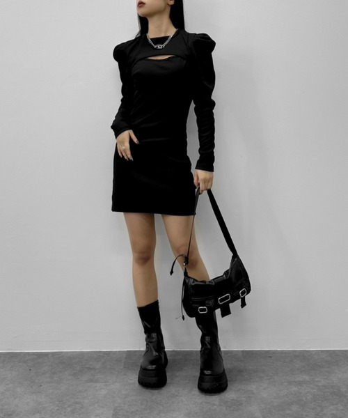 LVEU.（ラブユ.）の「【LVEU.】ミニポケットデザインハンドバッグ / バッグ 鞄 BAG ハンドバッグ ショルダー ワンショルダー スクエア ポケット ミニ 合皮 ブラック シルバー（ショルダーバッグ・レディース・ブラック/シルバー・FREE）」の17枚目の写真