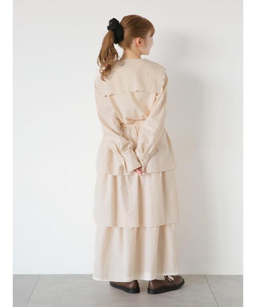 ehka sopo（エヘカソポ）の「ギンガムスカラップブラウス(セットアップ可)（シャツ/ブラウス・レディース・ブラック/オレンジ/ベージュ/グリーン・F）」の16枚目の写真