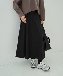 【Made in JAPAN】ニット調ワッフルロングフレアスカート
