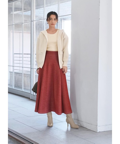 Made in JAPAN】ニット調ワッフルロングフレアスカート