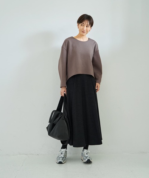 STYLE DELI(スタイルデリ)の「【Made in JAPAN】ニット調ワッフルロングフレアスカート(スカート・レディース・スミクロ/レッド・M/S)」の11枚目の写真