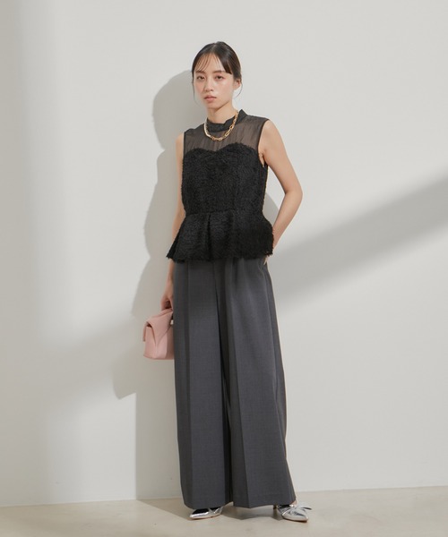 VIS（ビス）の「【VISDRESS】異素材切り替えビスチェ風サロペット（サロペット/オーバーオール・レディース・ブラック/キナリ・M/S）」の11枚目の写真