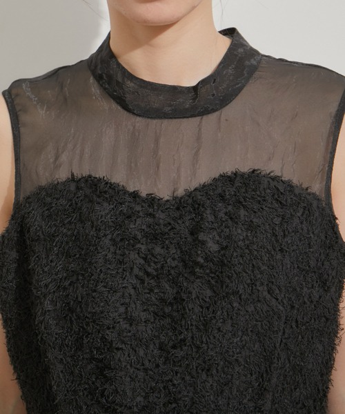 VIS（ビス）の「【VISDRESS】異素材切り替えビスチェ風サロペット（サロペット/オーバーオール・レディース・ブラック/キナリ・M/S）」の6枚目の写真