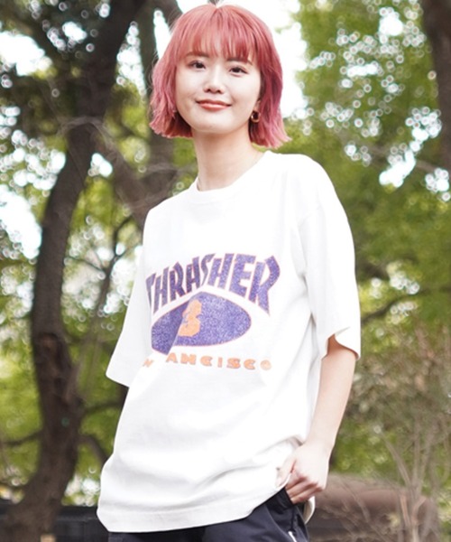 THRASHER(スラッシャー)の「【限定販売】THRASHER/スラッシャー ユニセックス Tシャツ オーバーサイズ バックプリント THML-24SPSST04(Tシャツ/カットソー・レディース・ブルー/ブラック/アイボリー・M/L)」の5枚目の写真