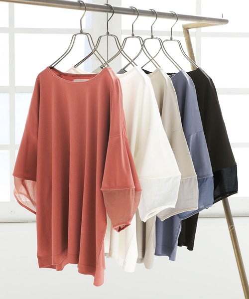 n'OrLABEL（ノアールレーベル）の「【機能素材】『ランタンスリーブTシャツ』（Tシャツ/カットソー・レディース・オフホワイト/グレイッシュブルー/グレイッシュベージュ/ブラック/オレンジ・1/2）」の10枚目の写真