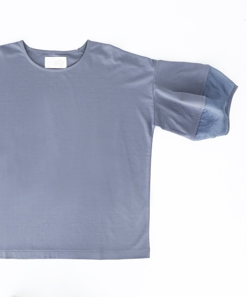 n'OrLABEL（ノアールレーベル）の「【機能素材】『ランタンスリーブTシャツ』（Tシャツ/カットソー・レディース・オフホワイト/グレイッシュブルー/グレイッシュベージュ/ブラック/オレンジ・1/2）」の11枚目の写真