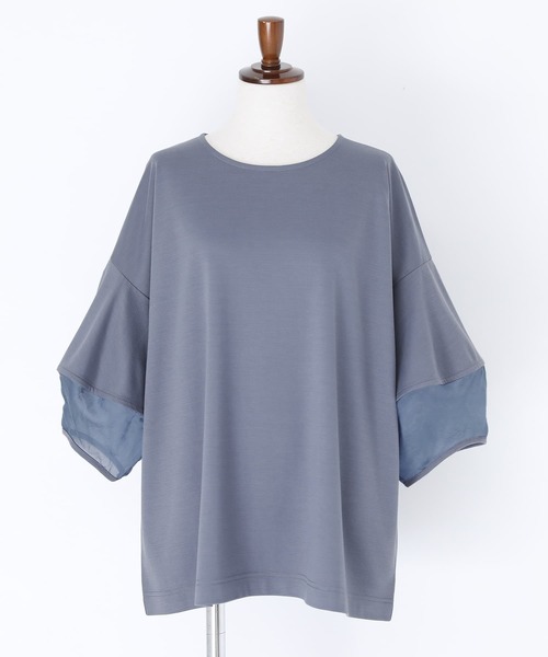 n'OrLABEL（ノアールレーベル）の「【機能素材】『ランタンスリーブTシャツ』（Tシャツ/カットソー・レディース・オフホワイト/グレイッシュブルー/グレイッシュベージュ/ブラック/オレンジ・1/2）」の12枚目の写真