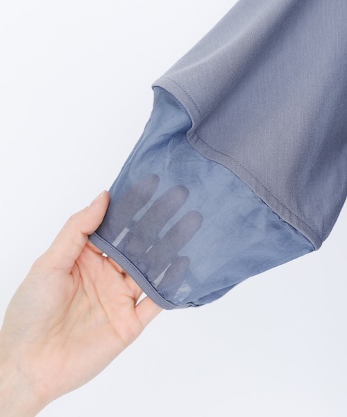 n'OrLABEL（ノアールレーベル）の「【機能素材】『ランタンスリーブTシャツ』（Tシャツ/カットソー・レディース・オフホワイト/グレイッシュブルー/グレイッシュベージュ/ブラック/オレンジ・1/2）」の6枚目の写真