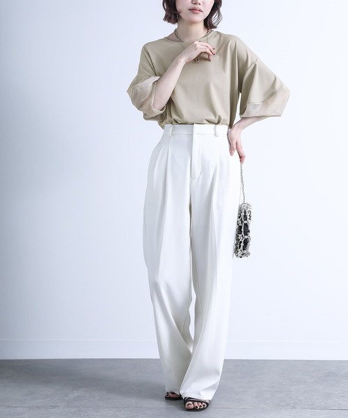 n'OrLABEL（ノアールレーベル）の「【機能素材】『ランタンスリーブTシャツ』（Tシャツ/カットソー・レディース・オフホワイト/グレイッシュブルー/グレイッシュベージュ/ブラック/オレンジ・1/2）」の16枚目の写真