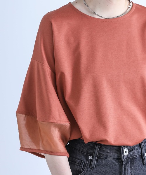 n'OrLABEL（ノアールレーベル）の「【機能素材】『ランタンスリーブTシャツ』（Tシャツ/カットソー・レディース・オフホワイト/グレイッシュブルー/グレイッシュベージュ/ブラック/オレンジ・1/2）」の17枚目の写真