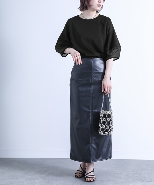 n'OrLABEL（ノアールレーベル）の「【機能素材】『ランタンスリーブTシャツ』（Tシャツ/カットソー・レディース・オフホワイト/グレイッシュブルー/グレイッシュベージュ/ブラック/オレンジ・1/2）」の19枚目の写真