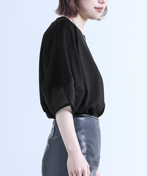 n'OrLABEL（ノアールレーベル）の「【機能素材】『ランタンスリーブTシャツ』（Tシャツ/カットソー・レディース・オフホワイト/グレイッシュブルー/グレイッシュベージュ/ブラック/オレンジ・1/2）」の20枚目の写真