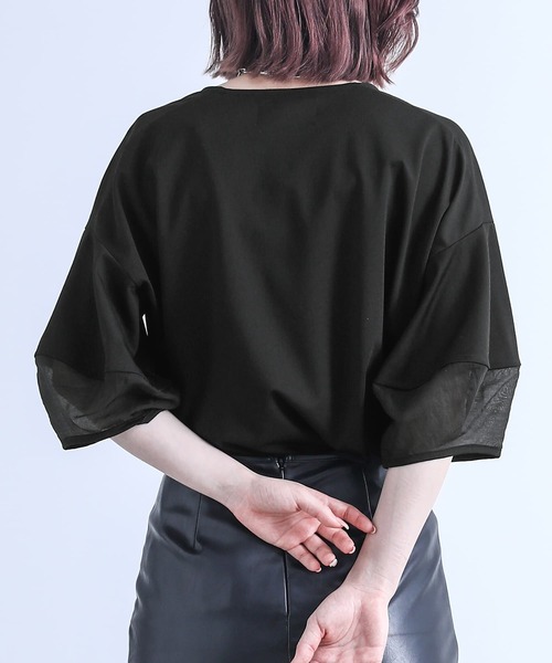 n'OrLABEL（ノアールレーベル）の「【機能素材】『ランタンスリーブTシャツ』（Tシャツ/カットソー・レディース・オフホワイト/グレイッシュブルー/グレイッシュベージュ/ブラック/オレンジ・1/2）」の21枚目の写真